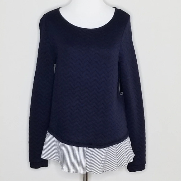 NWT Crown & Ivy Layered Blue Long Sleeve Top XS - Picture 1 of 5